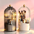 360° Rotating Makeup Brush Holder with Lid Cosmetic Organizer Storage Box for Lipstick Eyebrow Pencil and Eyeshadow Tools