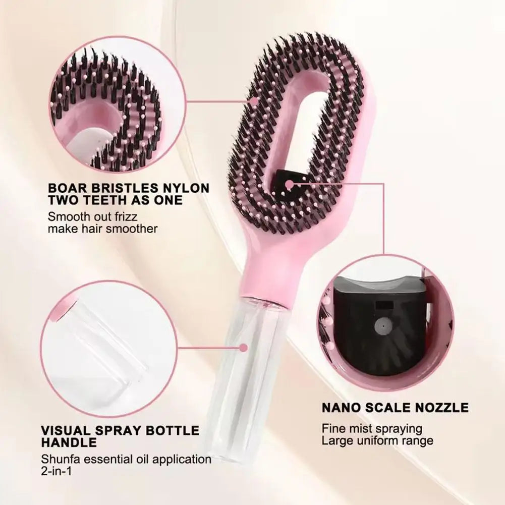 2in1 Sprayer Comb Detangling Scalp Massage Hairbrush with Spray Bottle Essential Oil Water Mist Spray Brush Anti-static Summer