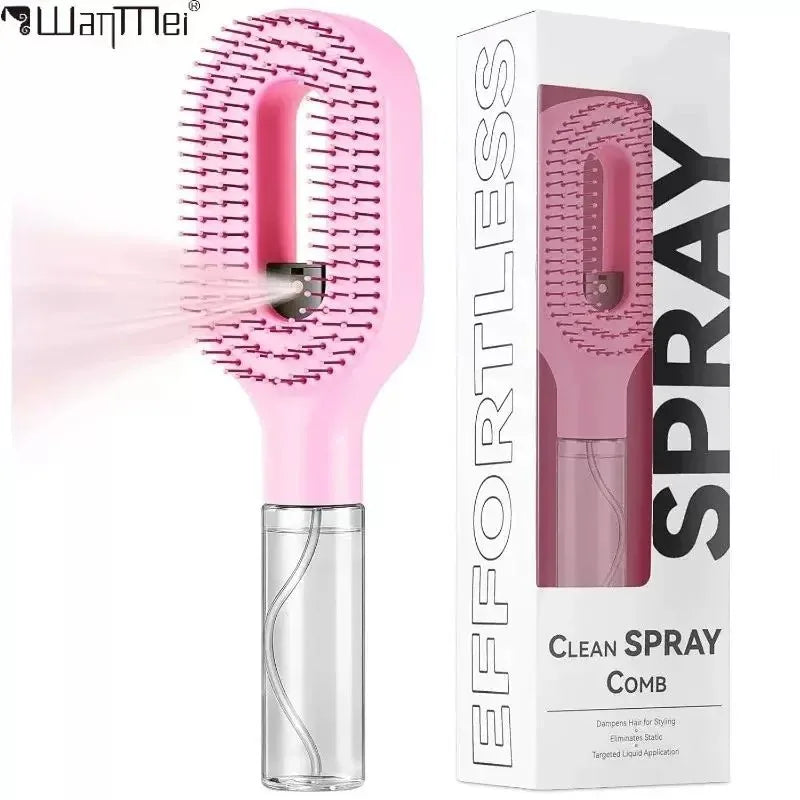 2in1 Sprayer Comb Detangling Scalp Massage Hairbrush with Spray Bottle Essential Oil Water Mist Spray Brush Anti-static Summer