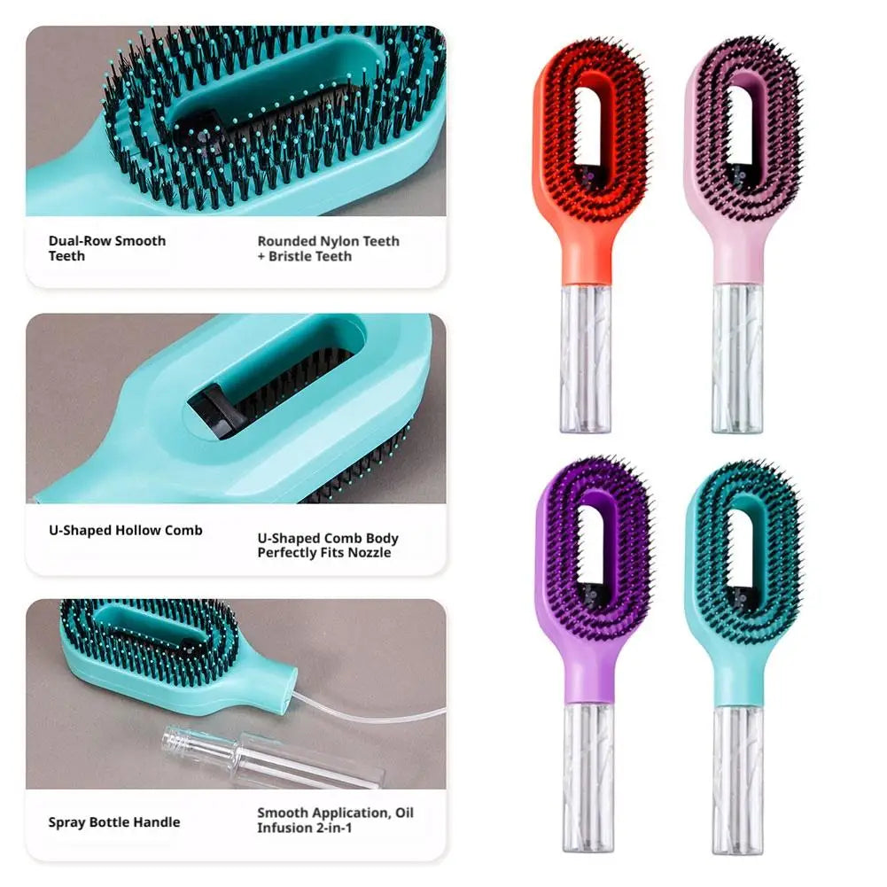2in1 Sprayer Comb Detangling Scalp Massage Hairbrush with Spray Bottle Essential Oil Water Mist Spray Brush Anti-static Summer